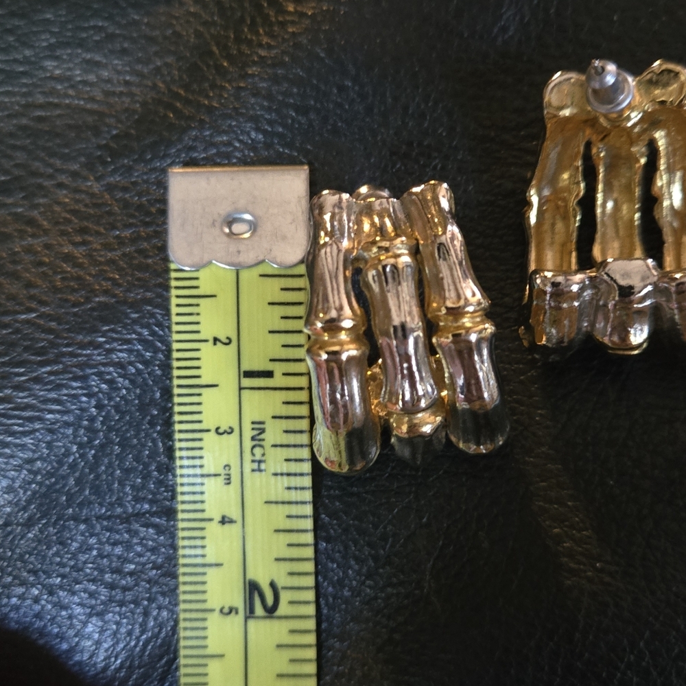 Bamboo Vintage silver & gold earrings - Picture 5 of 6